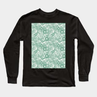 Green and Gray Spiral Pattern Long Sleeve T-Shirt